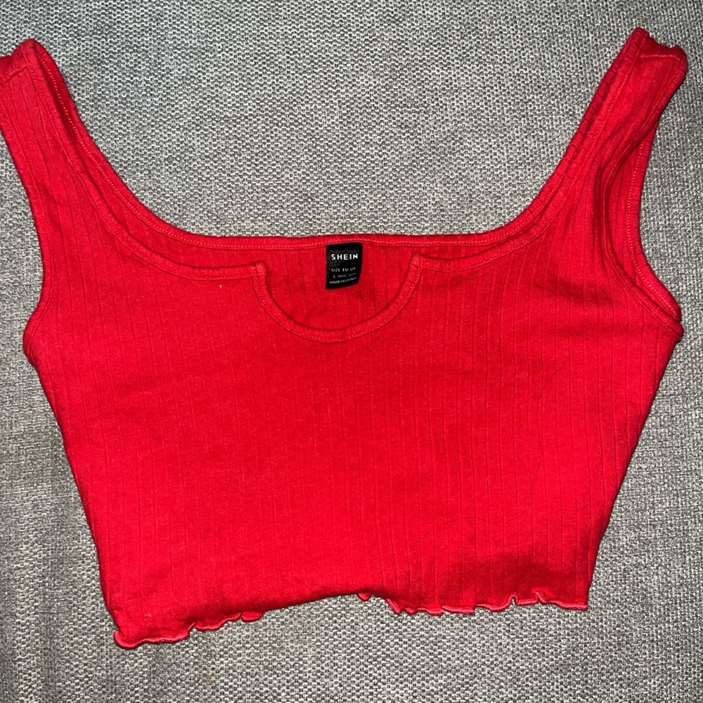 Shein red cropped tank top.